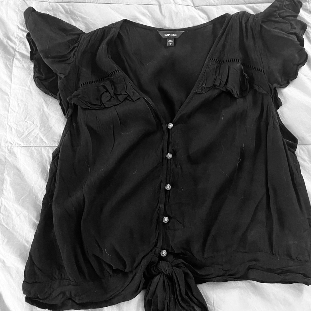 Express Black Button-Down Women's Top